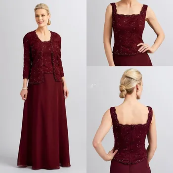 Vintage Mother of the Bride Dresses with Three Quarter Sleeves Jacket Платья для матери невесты Long Wedding Guest Party Gowns