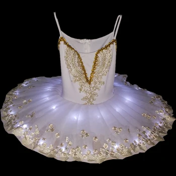 Led Işıklı Bale Tutu Elbise Yetişkin çocuk dans kostümü Kuğu Gölü Floresan Performans Giyim Mayoları Takım Elbise H502
