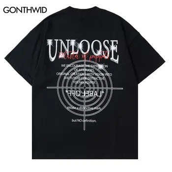 2022 Büyük Boy punk tişört Hip Hop Geometrik Mektup Baskı Kısa Kollu Gotik T Shirt Harajuku Yaz Rahat Gevşek Gömlek Siyah