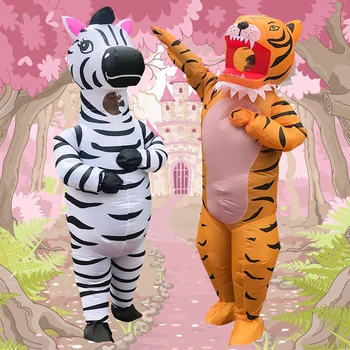 2022 Yeni Kostüm Tam Vücut Şişme Kaplan Zebra Kostüm Fantezi Parti Rol Oynamak Kostümleri Hayvan Havaya Uçurmak Takım Elbise Kadın Erkek