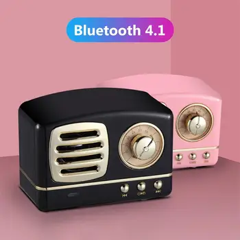 Retro Kablosuz Vintage Taşınabilir Bluetooth Stereo Hoparlör Gelişmiş Bas USB TF Kart Yuvası Handsfree Çağrı