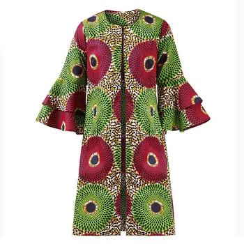 Kadınlar için afrika Giysi Afrika Moda Ankara Baskı İnce Ceket Gevşek Uzun Ceket Üç Çeyrek Kollu Bayanlar Rahat Giyim