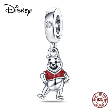 Disney Serisi Gerçek 925 Ayar Gümüş Sevimli Küçük Ayı Charms Boncuk Fit Orijinal pandora'nın Bilezik Kadınlar İçin DIY Takı Hediyeler