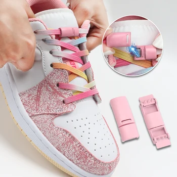 1 Çift Manyetik Toka Ayakabı Hiçbir Kravat Ayakkabı Bağcıkları Sneakers için Düz Elastik Ayakkabı Dantel Yetişkinler ve Çocuklar için Tieless Kilit Ayakkabı Bağı