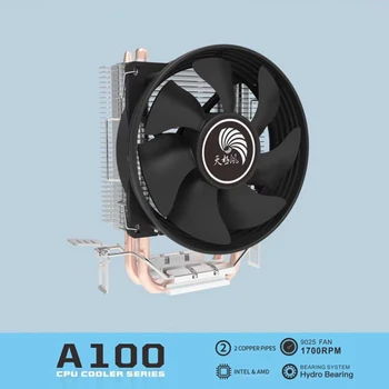 Çift ısı Boruları CPU Soğutucu DC 12V Masaüstü CPU Soğutma Fanı Sessiz Radyatör Kulesi Soğutma Sistemi Bilgisayar Parçaları 9cm Intel / AMD