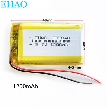 EHAO 803048 3.7 V 1200mAh Polimer Lityum Lipo şarj edilebilir pil İçin Mp3 GPS kayıt kalemi Bluetooth Masaj Tarayıcı