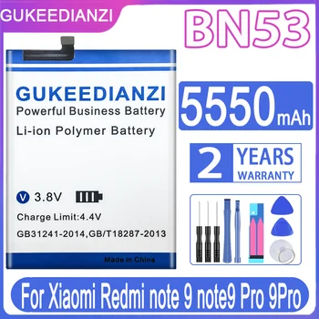 GUKEEDIANZI Yedek Pil BN53 BM4W 5550mAh Xiaomi Redmi için Not 9 Note9 Pro 9Pro / Not 9 Pro 5G Pil + Parça NO