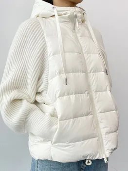 Kadın Örgü Dikiş Kapşonlu uzun kaban Moda 2022 Sonbahar Kış Kadın Uzun Kollu İpli fermuarlı ceket