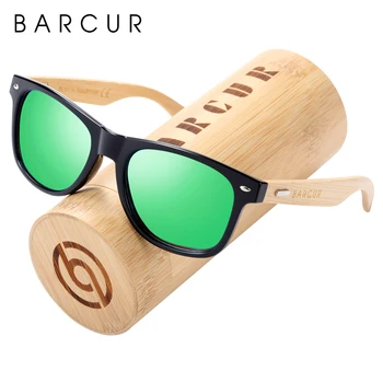 BARCUR polarize erkek güneş gözlüğü bambu güneş gözlüğü kadınlar için ahşap UV400 gözlük Oculos mavi ışık engelleme gözlük