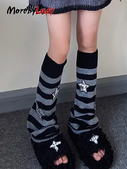 Morebylady Harajuku Japon Lolita Tatlı Kız bacak ısıtıcısı s Örme ayak koruyucu Kadın Sonbahar Kış JK bacak ısıtıcısı Çorap Yığın Yığın