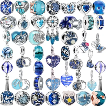 Moda Mavi Dream Catcher Aşk Zirkon Boncuk Galaxy Kolye Fit Orijinal Pandora Takılar Gümüş Renk Bilezik DIY Kadınlar Takı