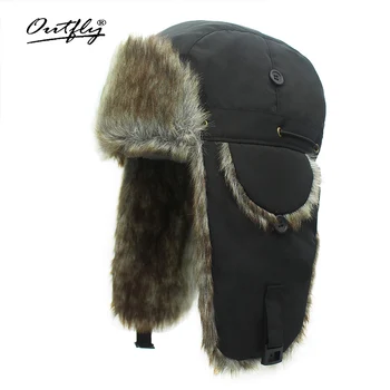Outfly erkek ve kadın Kış Açık Winterproof Oushioned Kalın Şapka Kayak Rus Bombardier Şapka Sıcak Açık Earmuffs