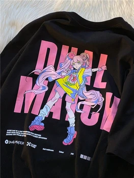 QWEEK Y2k Harajuku Grafik T Shirt Kadın Japon Streetwear baskı t-shirt Kore Tees Tops 2022 Yaz Egirl Alt Kpop Giysileri