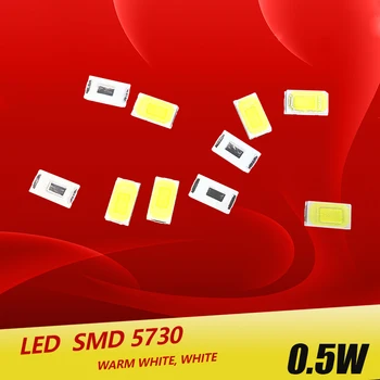 100 adet / grup 5730SMD 0.5 W led cips boncuk ampul diyot lambası Sıcak beyaz / beyaz LED AMPUL