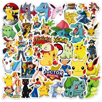 50 Pokemon Pikachu Anime Karikatür Graffiti Dekorasyon Bagaj Buzdolabı Cep Telefonu Dizüstü Kırtasiye Su Geçirmez Çıkartmalar