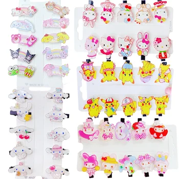 10 Adet/takım Hello Kitty Kuromi Sanrio Kawaii Benim Melody Cinnamoroll Peluş Karikatür Sevimli Bb Patlama Klip Anime Doğum Günü Oyuncak Kız için