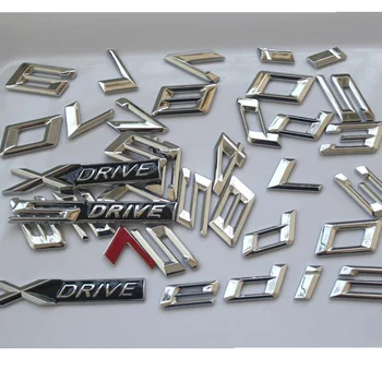 Krom DIY Gümüş Harfler Numarası Gövde Amblemleri Arka Rozetleri BMW XDrive SDrive 1 2 3 4 5 6 7 8 Serisi
