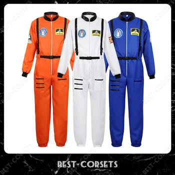 Yetişkinler Astronot Kostüm Cosplay Kadın Erkek Uzay Astronot Kostüm Çocuklar için Tulum Fermuar Aile Spacesuit Kostüm Karnaval