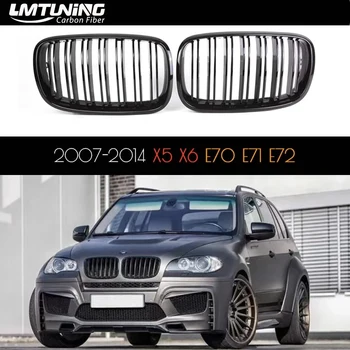 LMTUNING ABS Yarış Izgarası Ön Tampon Örgü Örgü BMW X5 E70 X6 E71 2007 - 2014 Parlak / Mat Siyah Renk Karbon fiber