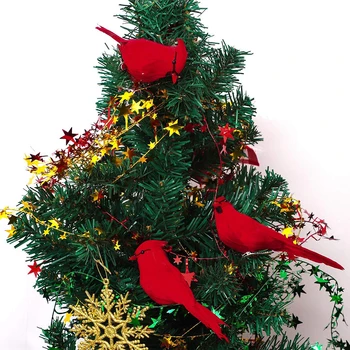 12 adet Sartificial Kırmızı Kuş Noel Bahçe Dekorasyon Ev Dükkanı Noel Ağacı Yapay Kolye İçin Sevimli Modeli Kuşlar Yeni Yıl hediye
