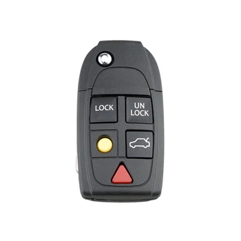 Araba Uzaktan Anahtar Kabuk 5 Düğmeler Katlanır Anahtar Fob Vaka Kapak Değiştirme Volvo S60 S80 V70 XC70 XC90 Siyah