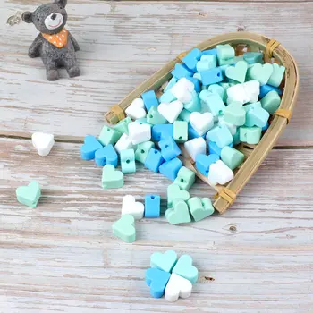 TYRY.HU 20 adet Bebek Silikon Diş Çıkarma Boncuk Mini Kalp Şekli BPA Ücretsiz Çiğneme Boncuk DIY Takı İçin Bebek Hediye Oyuncak Aksesuarları