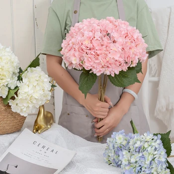 Yüksek kaliteli yapay çiçekler İpek Sahte Ortanca Vazo Ev İç mekan mobilyası bahçe dekoru Düğün Parti Malzemeleri