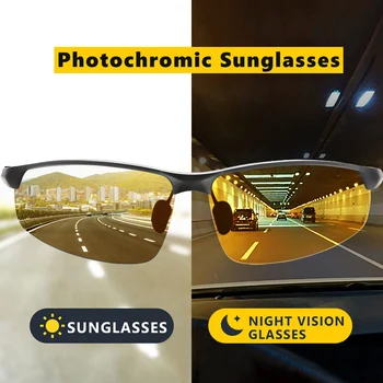 HD sürüş gözlükleri Marka Fotokromik Polarize Güneş Gözlüğü Erkekler Alüminyum Spor Gözlüğü Trend Chamelen oculos de sol masculino UV400