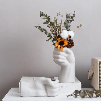 Yaratıcı Yumruk Vazo Seramik Topraksız Vazo Kurutulmuş çiçek dekorasyonu Çiçek Düzenleme Ev Dekor Masaüstü Sanat Süsleme