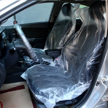 100 evrensel tek kullanımlık araba PE yumuşak plastik koltuk örtüsü su geçirmez araba tamir koruyucu kapak