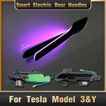 Sinairyu Dış Kapı Kolları Tesla Modeli 3 Y Araba Akıllı Elektrikli Dış Kolu Karşılama led ışık Otomatik Açık