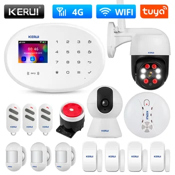 KERUI W20 Güvenlik Kamera Sistemi WIFI GSM 4G Tuya Akıllı Alarm Paneli Ev Güvenlik HD 1080P IP Kamera Hareket Algılama Alarm Kiti