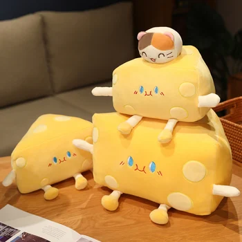 1 adet 20-50CM Komik Peynir Peluş Oyuncaklar Simülasyon Yastık Dolması Yumuşak Yaratıcı Hayvan Peynir Yastık Doğum Günü Hediyeleri