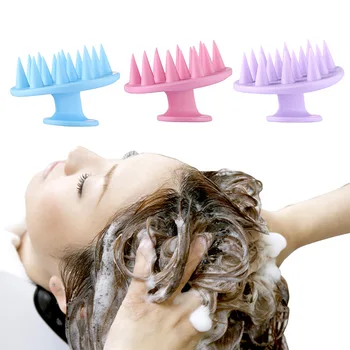 Baş Masaj Aleti Silikon Saç Derisi Masaj Fırçası Tarak Şampuan Saç Yıkama Tarağı Sihirli Saplı Fırça Spa masaj fırçası