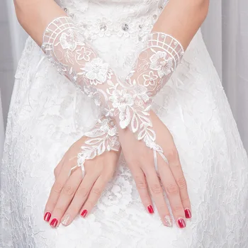 Gelin Dantel Düğün Eldiven İnci Gelinlik Eldiven Beyaz Fingerless Eblow Uzunluğu Düğün Aksesuarları 2022