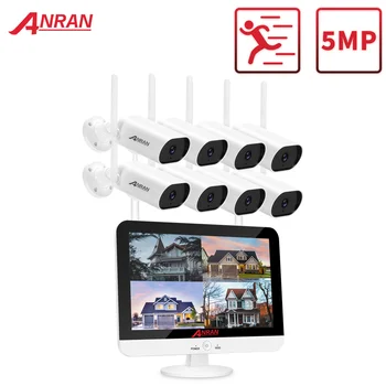 ANRAN 5MP Kamera Sistemi Güvenlik Gözetim Kamera Kiti 13 inç Kablosuz Monitör NVR Sistemi Açık Wifi Ses güvenlik kamerası Kiti