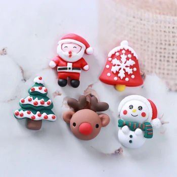 10 Adet Yeni Mini Kawaii Noel Serisi Reçine Düz Geri Cabochons Karalama Defteri Dıy Parti Firkete Aksesuarları Süslemeleri Zanaat L90