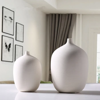 2021 Yeni Modern Stil Çin Porselen Vazolar Beyaz İplik Seramik Vazolar Düğün Ve Ev Dekorasyon için Ofis Çiçekler 22