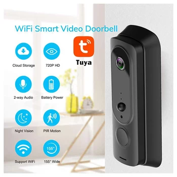 T5 Tuya Akıllı Ev Video Kapı Zili Su Geçirmez Gece Görüş Güvenlik Koruma FHD Kamera Dijital Görsel İnterkom WİFİ kapı zili