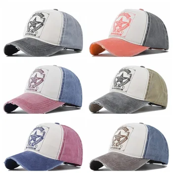 Yeni Unisex Kap İki renkli Dikiş Yıkanmış pamuklu beyzbol şapkası Erkekler & Kadınlar Casual Ayarlanabilir Kemik Şapkalar Açık şoför şapkaları