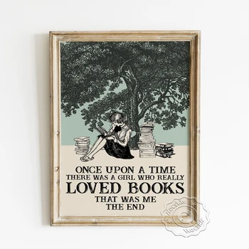 Bir Kız Vardı Gerçekten Sevilen Kitaplar sanat posterleri, Okuma Kitabı Vintage Baskılar, Aşk Kitabı Savunucusu Tuval Boyama, Kitap Hediyeler