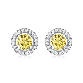 Trendy 925 Gümüş 0.5 ct Sarı Moissanite Küpe Kadınlar için Güzel Takı Beyaz Altın Kaplama Gra Moissanite Saplama Küpe Hediye