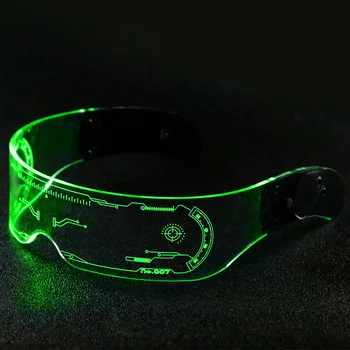 JackJad LED Işıklı Serin Moda Parti Bar Disko Tarzı Güneş Gözlüğü Gözlük Erkekler Kadınlar Gelecek Teknoloji Light Up Renkli Gözlük