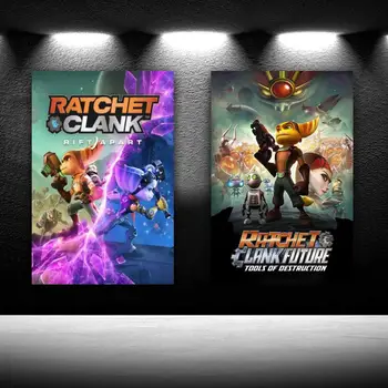Cırcır ve Clank Yarık Ayrı Oyun Premium Mal Dekoratif HD Boyama Tuval Baskı Duvar Sanatı Oturma Odası Posterler Yatak Odası