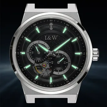 Relogio I & W Marka Erkek Lüks Otomatik Spor Saatler Moda Mekanik İzle Su Geçirmez Aydınlık Saat Erkekler reloj hombre