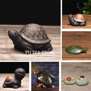 12 çeşit Mor Kil Kaplumbağa Figürleri Çin Çay Hayvan Kaplumbağa