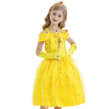 Disney Kız Prenses Elbise Isabela Cosplay Kostümleri Dondurulmuş Anna Elsa Külkedisi Doğum Günü Cosplay fantezi parti elbiseleri Vestidos