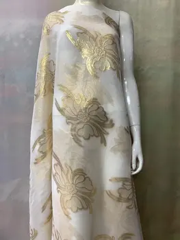 Yeni 100%İpek Georgette Gelinlik Düğün Dantel Kumaş 5 Metre Kadın fransız Tül Elbiseler Tasarım Kumaş için Konfeksiyon Dantel 