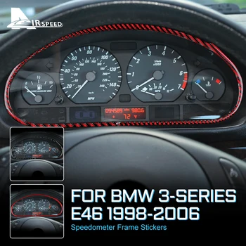 BMW için E46 3 Serisi 1998 1999 2000 2001 2002 2003 2004 2005 2006 Hız Göstergesi Çerçevesi Gerçek Karbon Fiber Araba Aksesuarları Çıkartmalar