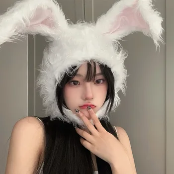 Sevimli Peluş Tavşan Şapka Gri Tavşan Kulaklar Şapka Festivali Parti Komik Cosplay Cadılar Bayramı Fotoğraf Sahne Tavşan Kulakları ayı kostümü Oyuncak